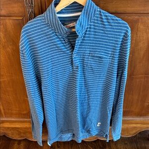 Johnnie-O  Blue and White Striped Long Sleeve Shirt size L